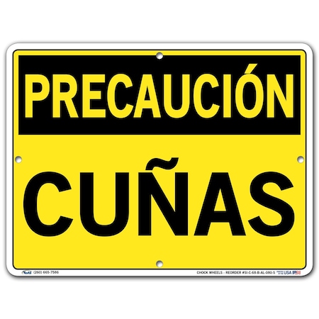 Vestil Aluminum Sign, 9-1/2" Height, 12-1/2" Width, Aluminum, Rectangle, Spanish SI-C-68-B-AL-080-S